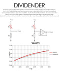 DF9-16 thin-film force sensing resistor schematic with resistor network, op-amp, and Vout versus force graph