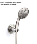 No Drill Suction Cup Shower Head Holder With Adhesive Discs Heavy Duty Wall Mount Bracket For Glass Tile Stainless Steel Removable Brushed Nickel Shower Head Bracket Holds Up To 7.5 Lbs