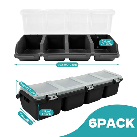 6 Pack Screw Organizer Bins With Lids Stackable Plastic Hardware Organizer Boxes open and closed view