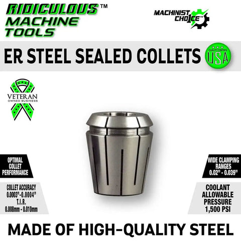 Beefy Three Quarter Inch ER32 Steel Sealed Spring Collet For CNC Milling With Coolant Through Built For Tough Shop Jobs 0.0003 To 0.0004 Inch TIR Handles Up To 1500 PSI Pro Grade Precision