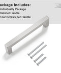 10 Pack Five Inch Hole Centers Brushed Nickel Cabinet Pulls Stainless Steel Square Kitchen Drawer Pulls shown with screws