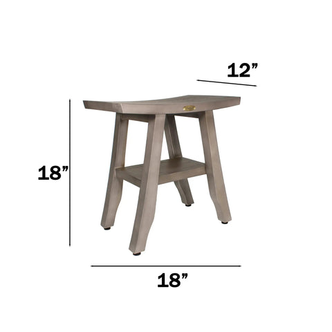 18 Inch Gray Teak Shower Bench Seat Waterproof Anti Slip Inside Shower Stool For Safety Storage And Organization Of Your Bathroom Accessories Pro Grade Durable Bath Upgrade with dimensions
