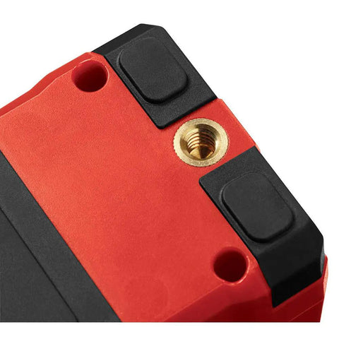 Close-up of the base of 50 Ft Red Self Leveling Cross Line Laser Level with visible mounting hole