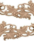 Sweet Cherry Wood Small Grape Scrolls Pair Hand Carved Architectural Moulding 9 1/4 In W By 3 1/2 In H By 5/8 In D Each Side