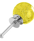 Top Shelf 12 Pack Of 30 mm Yellow Bubble Crystal Glass Cabinet Knobs With Dazzling Chrome Trim showing a single knob with bubble details.
