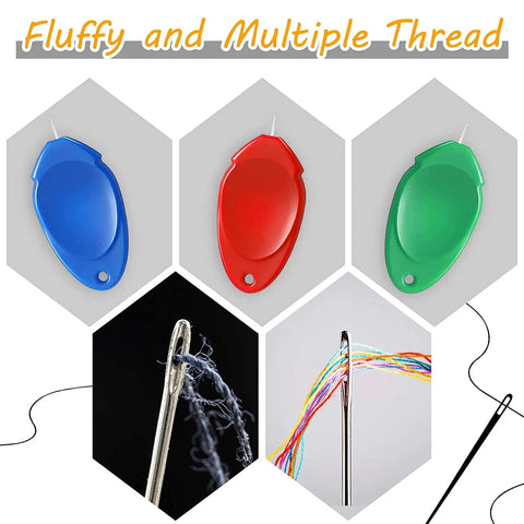 Easy Needle Threader Kit For Sewing Machines And Hand Embroidery, 5 Random Colors In Clear Box, No Fuss Quick Threader