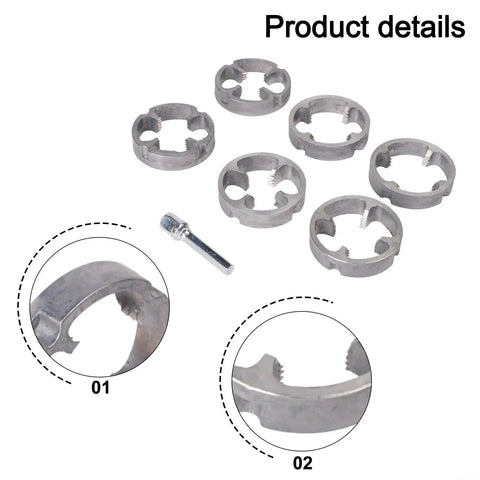 Pro Electric Manual Pvc Pipe Threader Kit With 20Mm And 25Mm And 32Mm Dies for plumbing repairs showing detailed metal dies.
