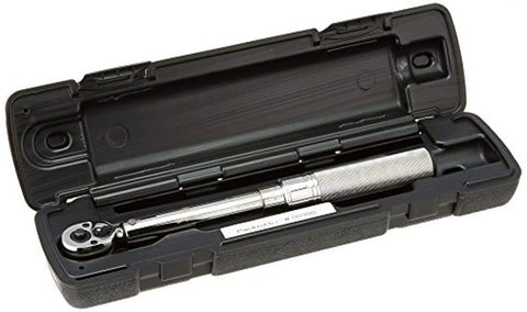 Micro-Adjustable Torque Wrench 30-200 In-Lb Range, Three Eighths Inch Drive Click Type With Ratchet in open case