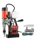 Heavy Duty 1200W Magnetic Drill Press With 40mm Capacity Bores Through Tough Steel Structures Easily featuring control panel and accessories.