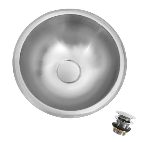 Top view of Stainless Steel Bar Sink 17x19x10 Undermount, 16 Gauge RV And Outdoor Wet Bar Sink with included drain strainer