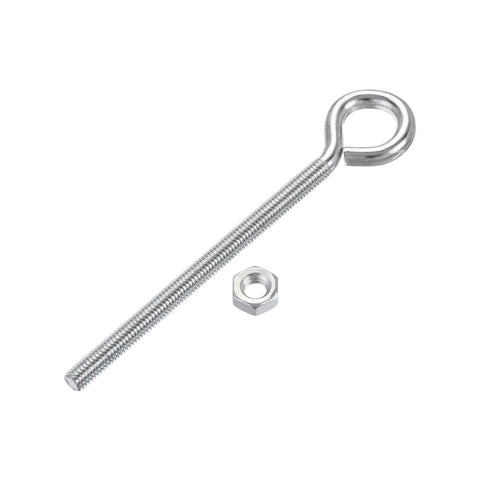 M6x90mm Eye Hooks Screws Kit 10 Pcs Carbon Steel Hanger Eyelets With Hex Nuts For Metal And Wood Hooks 14mm Eye Internal Diameter 89mm Thread Length White Zinc Plated Heavy Duty Gear Set, eye screw and nut