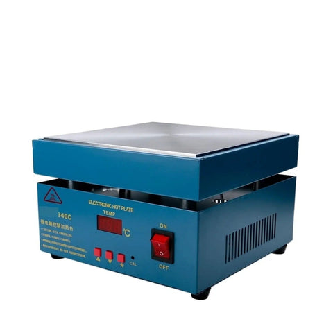 Pro Grade 850W Digital Soldering Station with 200x200mm Hot Plate Preheater for PCB SMD Rework Desoldering, blue unit.
