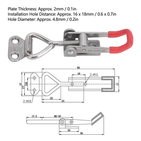 Heavy Duty 2Pcs Adjustable Toggle Latch Clamp Clips Made From Solid 304 Stainless Steel For Toolbox Lid Jig Fixture Quick Buckle Grip Smoker And Workbench Projects, 16x18mm