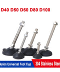 Bulletproof Nylon Adjustable Leveling Feet With Swivel Base And Flexible Joints For Unshakeable Stability Wear Resistant Build That Locks Tight Across Every Standard Thread Size From M8 To M24 in D40, D50, D60, D80, D100 sizes.