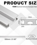 Two Pack European 550mm Aluminum Extrusion Profile 30x10mm Anodized Linear Rail For 3D Printer And CNC Machine Projects Heavy Duty 6063 Alloy Precision Guide Rails Silver Smooth Sliding Fit with dimensions and profile illustration
