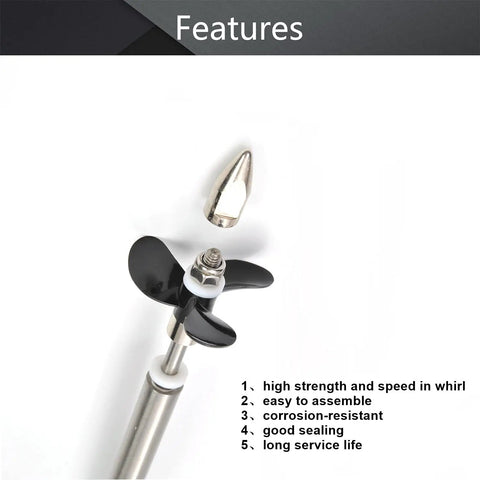 RC Boat Drive Shaft Kit With Propeller And Universal Joint, 100mm Shaft, 50mm Sleeve, 36mm Propeller, Stainless Steel features shown