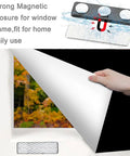 Top Rated 12 Pair Curtain Magnets With Strong Adhesive Tape For Snug Blackout Blinds And Window Covers, showing strong magnetic closure on window.