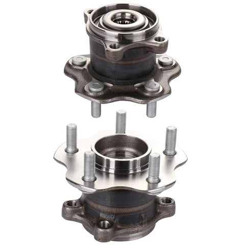 Pre Greased AWD Rear Wheel Bearing And Hub Assembly For 2008 2013 Nissan Rogue 5 Lug Non ABS 2 Pack shown in stainless steel