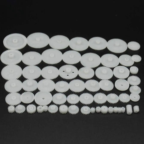 58Pcs White Plastic Gear Set For RC Cars And DIY Models Including Small Motor Gears For Toy Helicopter Replacement Accessories