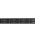 Top Shelf 10 Bay 1U Rackmount NAS With Dual AMD Epyc CPUs front view showing ten NVMe drive bays and LED indicators.