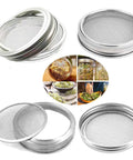 Straight Up Premium Stainless Steel Sprouting Lids And Stands For Wide Mouth Mason Jars To Grow Heckin Fresh Microgreens And Sprouts At Home With Rust Proof Mesh Discs And Solid Foldable Trays That Are Gonna Be Your New Kitchen Fav - four stainless steel mesh lids stacked with fine wire.