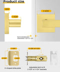 Brushed Gold Passage Door Handles 2 Pack For Interior Doors Keyless Non Locking Lever Set For Hallways And Closets, size chart
