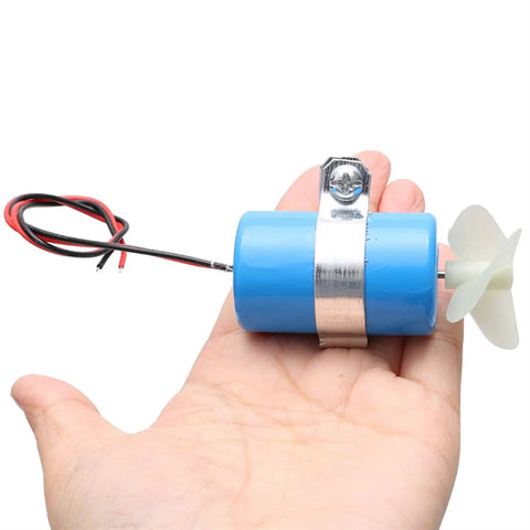 Powerful Underwater RC Thruster Kit For DIY Toy Submarine 7.4V 16800RPM CW CCW in hand showing size and design