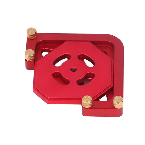 Heavy Duty Aluminum Router Template And Top Shelf Woodworking Chamfer Jig Kit - red anodized aluminum jig for precise routing setup.