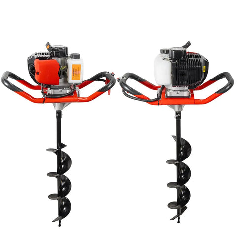 Gas Powered Earth Auger With 6 Inch Digger Bit For Post Holes And Tree Planting, 2 Stroke Engine, Heavy Duty Fence Post Hole Digger