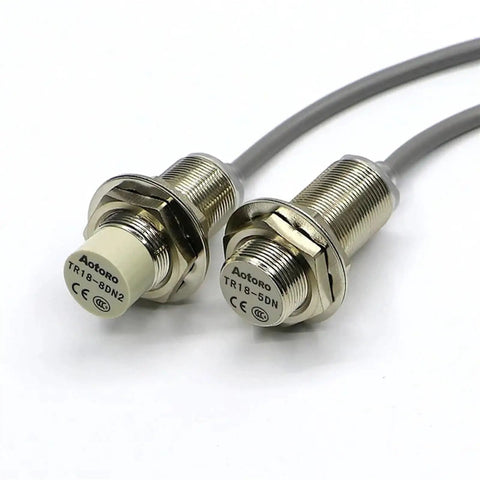 Compact Motion Sensor And Inductive Proximity Switch TR18-5AO For Precise Object Detection In Robotics, Automation, Industrial Equipment, And DIY Projects For Makers And Tech Enthusiasts, two threaded metal sensors