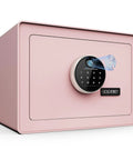 Premium Jewelry Safe With Fingerprint And Keypad Lock, Velvet Lined Document Safe Box With Removable Shelf, Heavy Duty Steel Security For Home Office And Hotels, 1.2 Cu Ft Pink