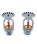 Five Pack Pro Grade Brass Pendent Fire Sprinkler Head 1 2 Inch DN15, chrome finish, heat activated, designed for fire suppression.