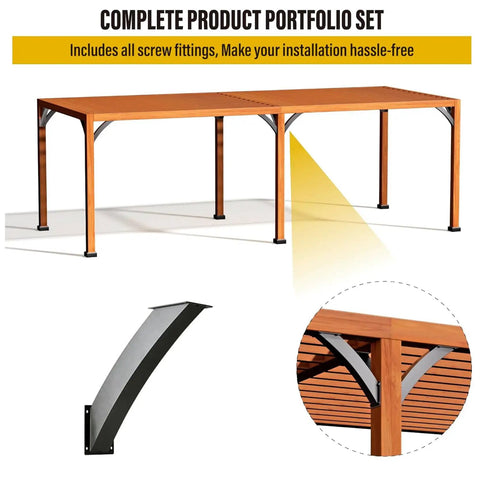 Heavy Duty 45 Degree Steel Angle Brackets For Wood Beams With Black Rustproof Finish Rock Solid Corner Supports Built Tight For Gazebos Pergolas Porches 12 Piece Pro Grade Builder Set, showcasing installation with wooden beams.
