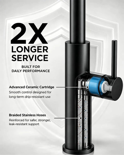 Black Kitchen Faucets with Pull Down Sprayer Kitchen Sink Faucet with Pull Out Sprayer features advanced ceramic cartridge and braided hoses.