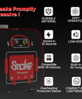 Solary SD101 automotive smoke leak tester, red plastic housing with built-in air pump, front view.