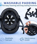 Interior view of Multi Sport Helmet For Skateboard BMX And Bike, Lightweight Black Protective Gear With 11 Vents, Size S/M.