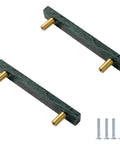 Next Level Home Styling With Top Shelf Green Marble Drawer Knobs 2 Pack 96 Mm Center To Center, brass anchor, genuine stone, for cabinets.