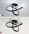 Modern LED Ceiling Light 22W Spiral Design Fixture 6500K Cool White 2000 Lumens Flush Mount for Hallways Black Finish On and Off