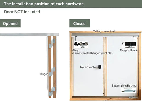48 Inch Bi-Fold Sliding Barn Door Hardware Kit For Ceiling Mount Box Rail Folding Interior System For Four Doors Fits Width Forty Seven And One Sixteenth Inches Aluminum Anodized Rails And Hardware No Door Included