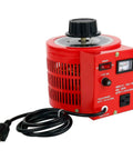 Heavy Duty Auto AC Variable Voltage Transformer 10 Amp With 0 To 130 Volt Output, 1000VA Power, red enclosed adjustable unit
