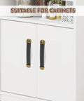 Leather Drawer Pulls Set Of 3 Pieces With Mounting Screws For Cabinets Luggage Handles Installed on White Cabinet