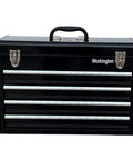 Workhorse Portable Metal Tool Chest With Four Drawers, 20 Inch Steel Tool Storage Box, front view, secure double latch