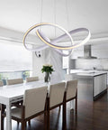 Dope 19 Inch Modern White Island Pendant Light Fixture 36W LED Build Dimmable With Remote Control in a modern kitchen