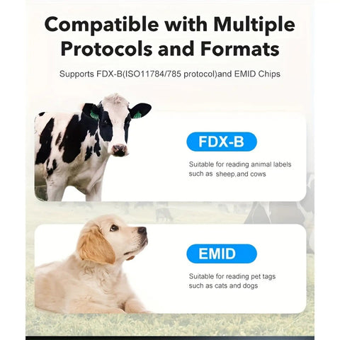 Pet Microchip Scanner 134.2KHz and 125KHz EMID FDX-B ISO 11784 Or 11785 Reader Reads In Under 100ms compatibility chart with cow and dog