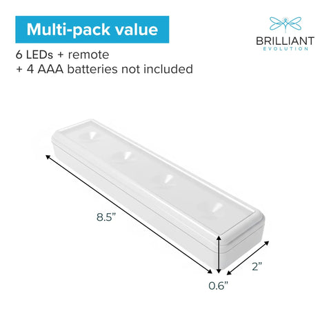Ultra Thin 0.6 Inch Under Cabinet Lights 4 Pack With 8.5 Inch Battery Powered LEDs, Remotes, 3000K Warm White Stick On Lighting