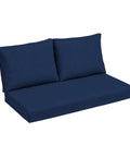 Outdoor Loveseat Cushion Set 3-Piece With 2 Back Pillows And 1 Bottom Cushion, 48 By 24 Inches, Sapphire Blue, Water Repellent And Fade Resistant, Eco-Friendly PFAS-Free Polyfill From Recycled Bottles, Fits Most Standard Outdoor Loveseats