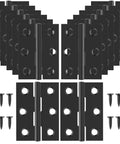 Front view of 16 black 2-inch stainless steel door hinges with 96 screws