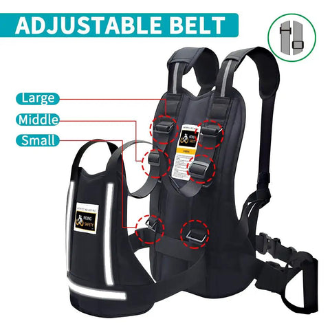 Reflective Kids Motorcycle Harness With Two Handles For Extra Safety, Adjustable Straps, Breathable Comfort, Thick Anti Slip Belt, Fits Motorcycles, ATVs And Snowmobiles, Black