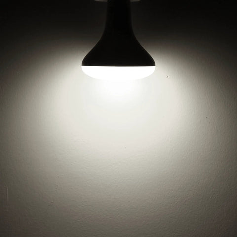 BR30 LED Flood Light Bulbs 11W Low Power, 65W Equivalent, illuminating a wall with daylight white 5000K light