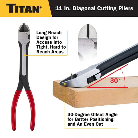 11-Inch Diagonal Cutting Pliers With Long Reach Induction-Hardened Cutting Edges And Non-Slip Vinyl Grips For Pro Grade Electricians And DIY Projects Today